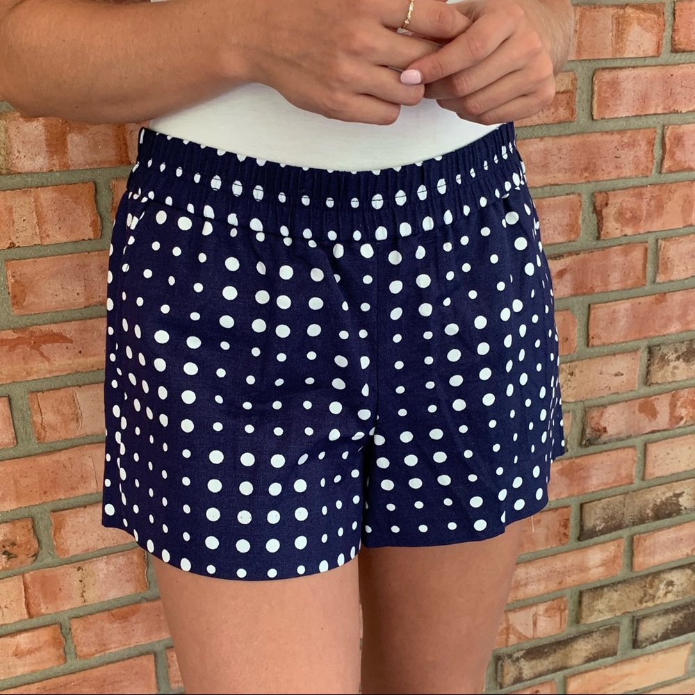 Navy and white polka dot J Crew Shorts - Picture 2 of 4